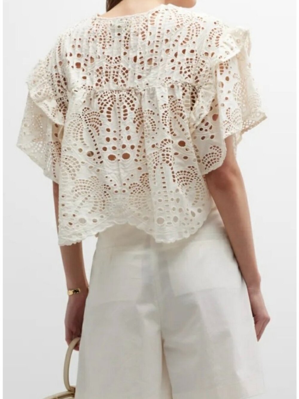 Farm Rio NEW $185 Palm Tree Richelieu Lace Blouse Medium - Picture 5 of 10
